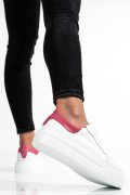 PANTOFI SPORT DAMA PIELE NATURALA ALB ROZ 3S77001B