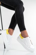 PANTOFI SPORT DAMA PIELE NATURALA ALB GALBEN 3S77001B