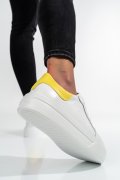 PANTOFI SPORT DAMA PIELE NATURALA ALB GALBEN 3S77001B