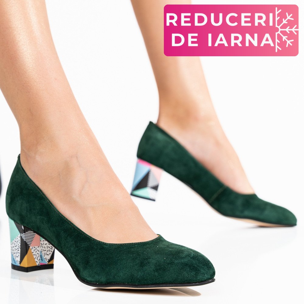 PANTOFI VERZI PIELE NATURALA INTOARSA 1PC507