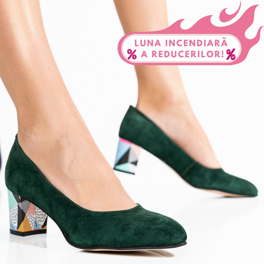 PANTOFI VERZI PIELE NATURALA INTOARSA 1PC507