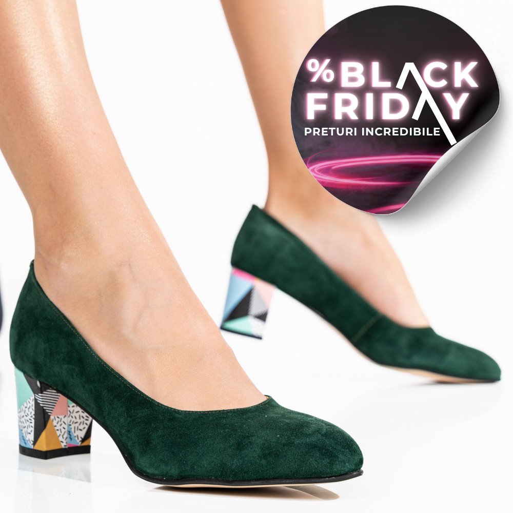 PANTOFI VERZI PIELE NATURALA INTOARSA 1PC507