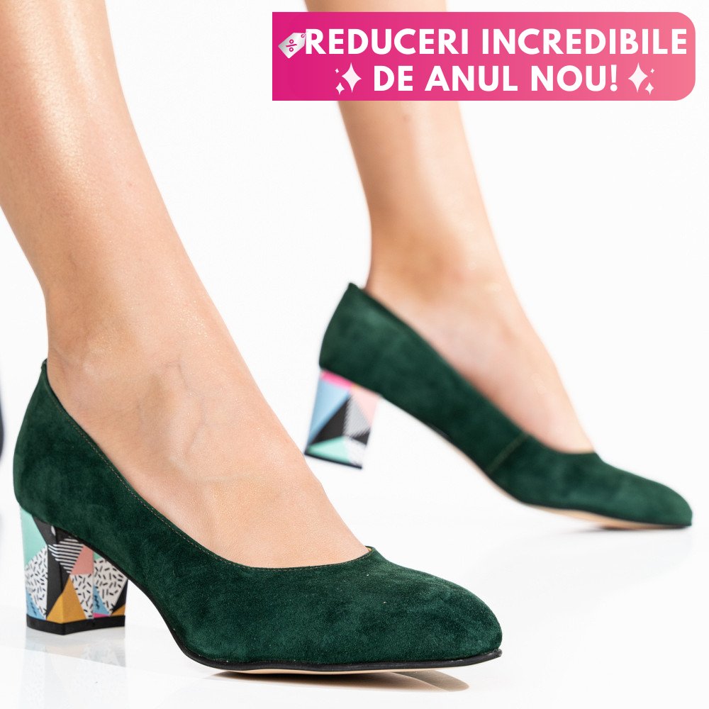 PANTOFI VERZI PIELE NATURALA INTOARSA 1PC507