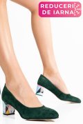 PANTOFI VERZI PIELE NATURALA INTOARSA 1PC507