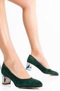 PANTOFI VERZI PIELE NATURALA INTOARSA 1PC507