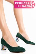 PANTOFI VERZI PIELE NATURALA INTOARSA 1PC507