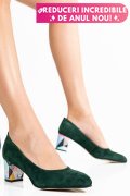 PANTOFI VERZI PIELE NATURALA INTOARSA 1PC507