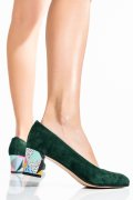 PANTOFI VERZI PIELE NATURALA INTOARSA 1PC507