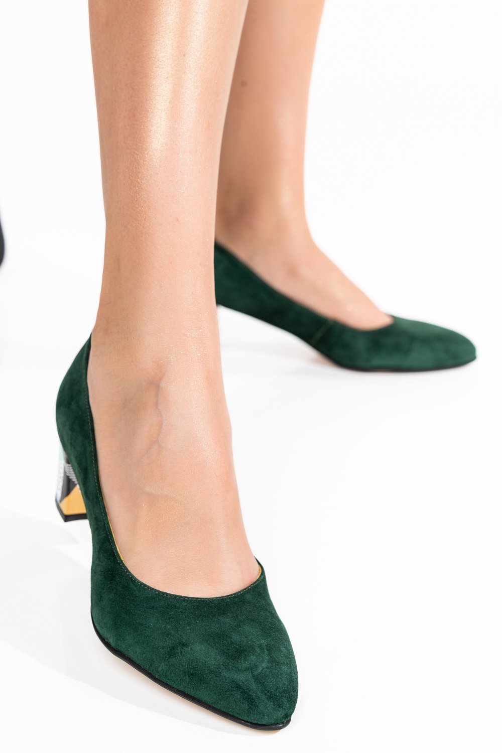 PANTOFI VERZI PIELE NATURALA INTOARSA 1PC507