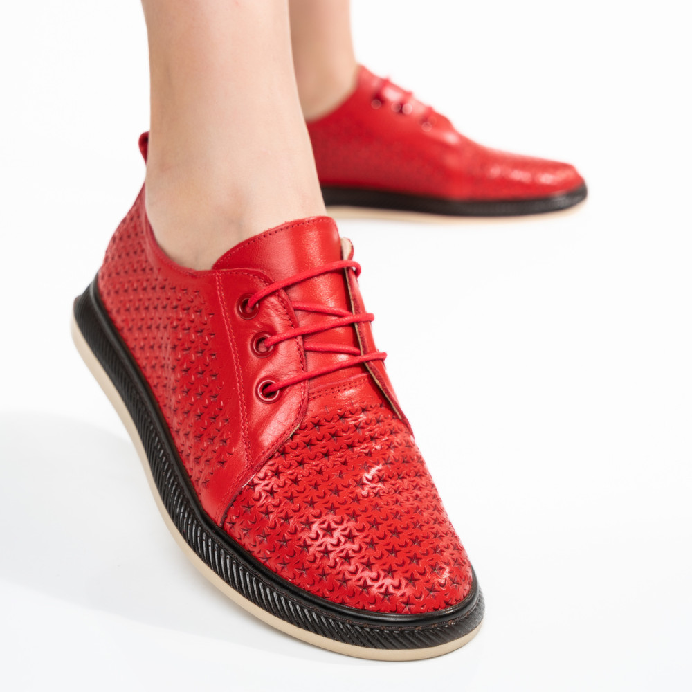 PANTOFI ROSII PIELE NATURALA APCK880