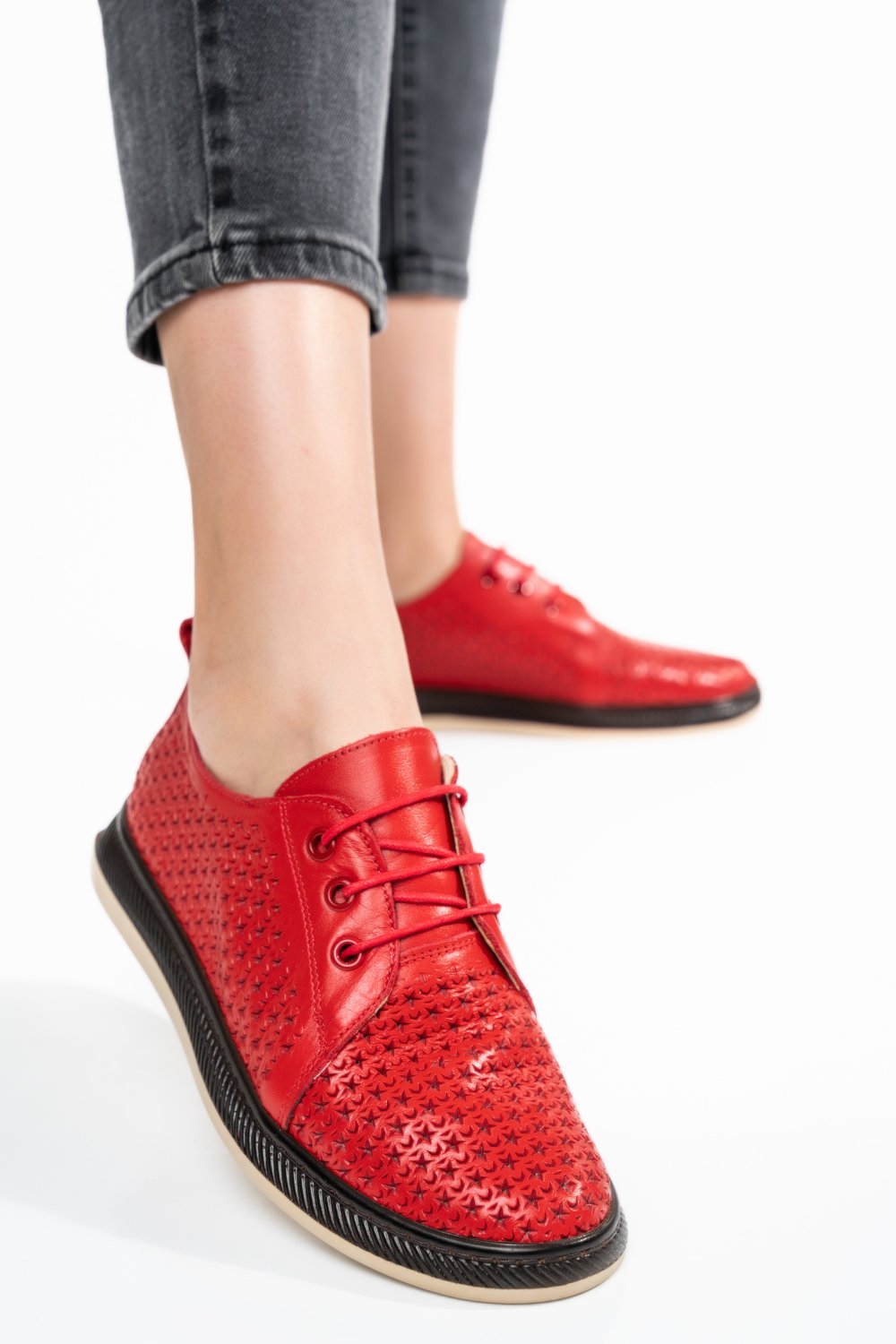 PANTOFI ROSII PIELE NATURALA APCK880