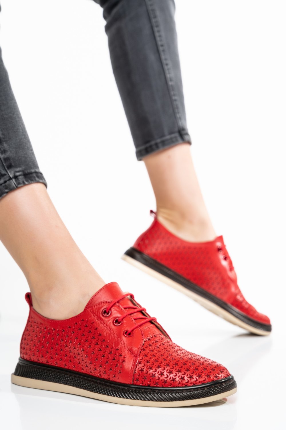 PANTOFI ROSII PIELE NATURALA APCK880