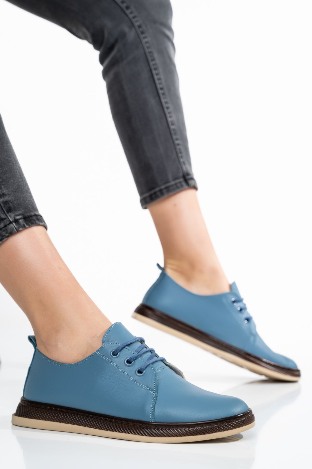 PANTOFI ALBASTRI PIELE NATURALA APCK550