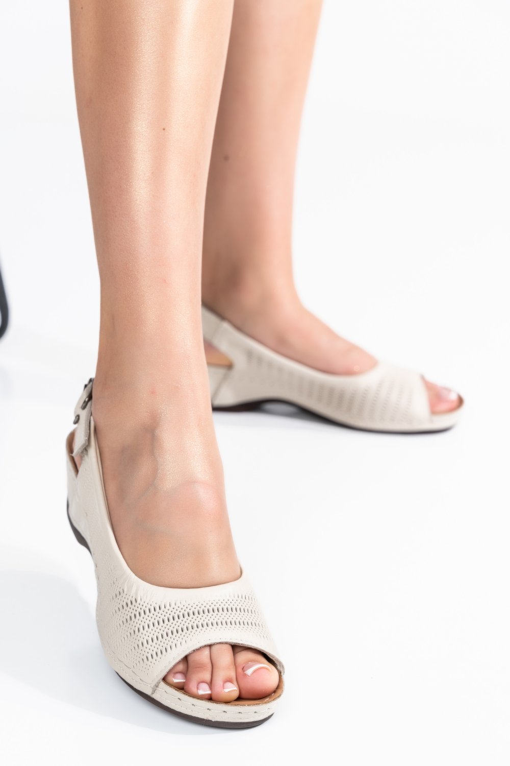 SANDALE BEJ PIELE NATURALA 1S77310