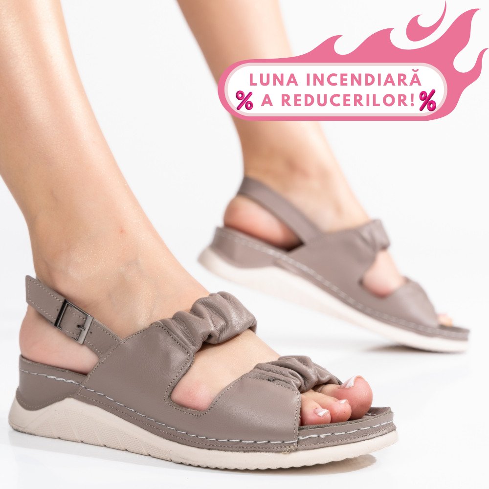 SANDALE TAUPE PIELE NATURALA 1S77053