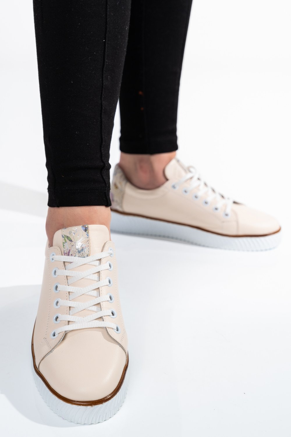 PANTOFI SPORT BEJ PIELE NATURALA APCKD23145