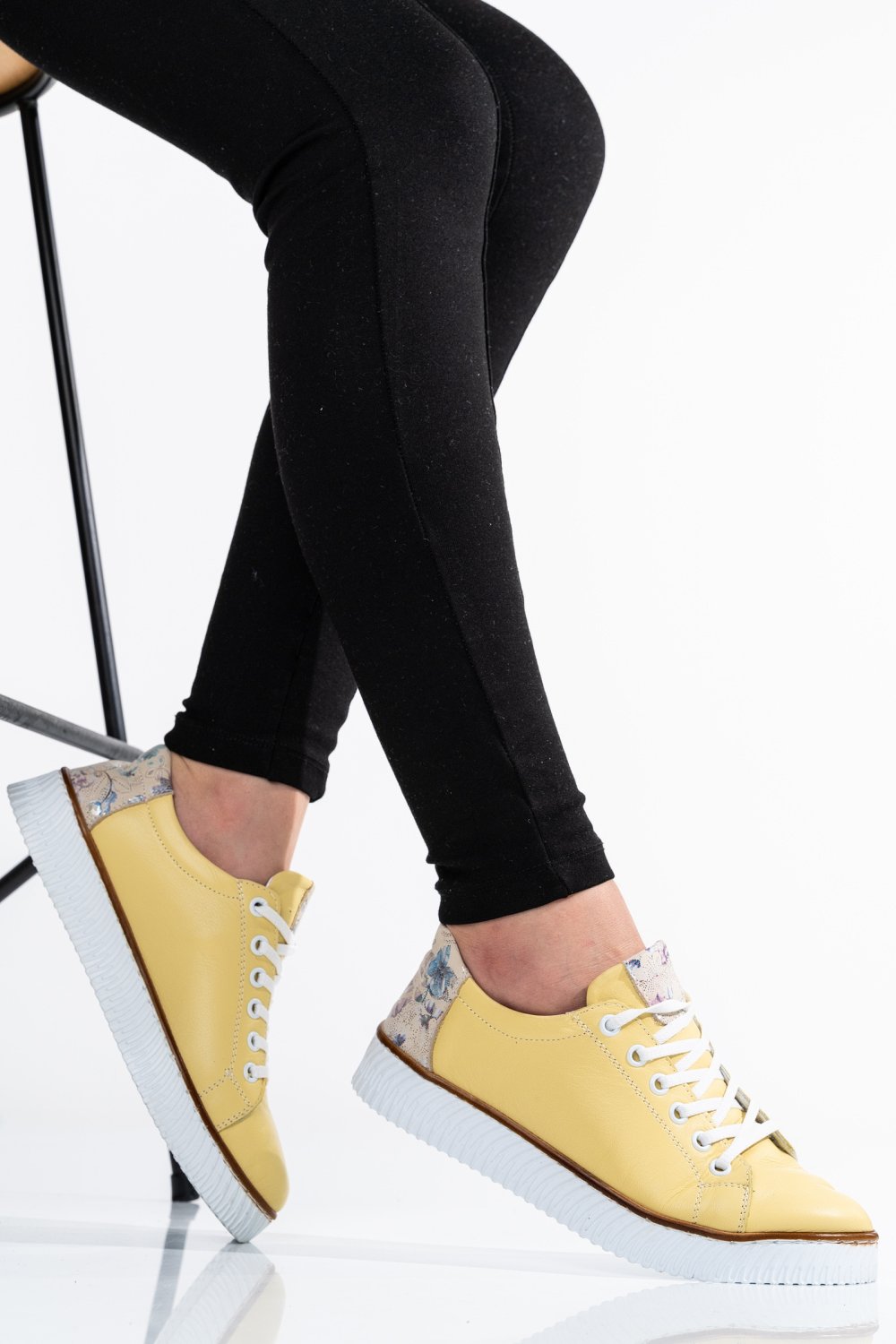 PANTOFI SPORT GALBEN PIELE NATURALA APCKD23145