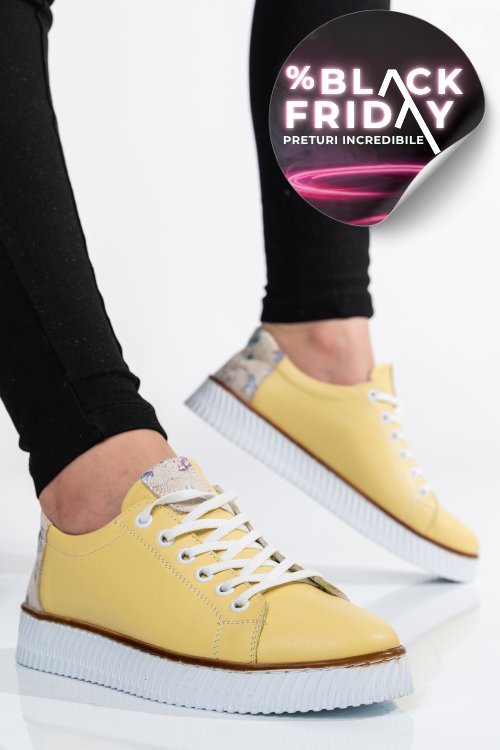 Pantofi sport galben piele naturala apckd23145
