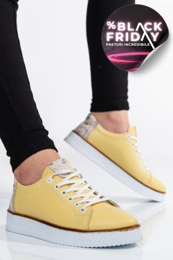 PANTOFI SPORT GALBEN PIELE NATURALA APCKD23145