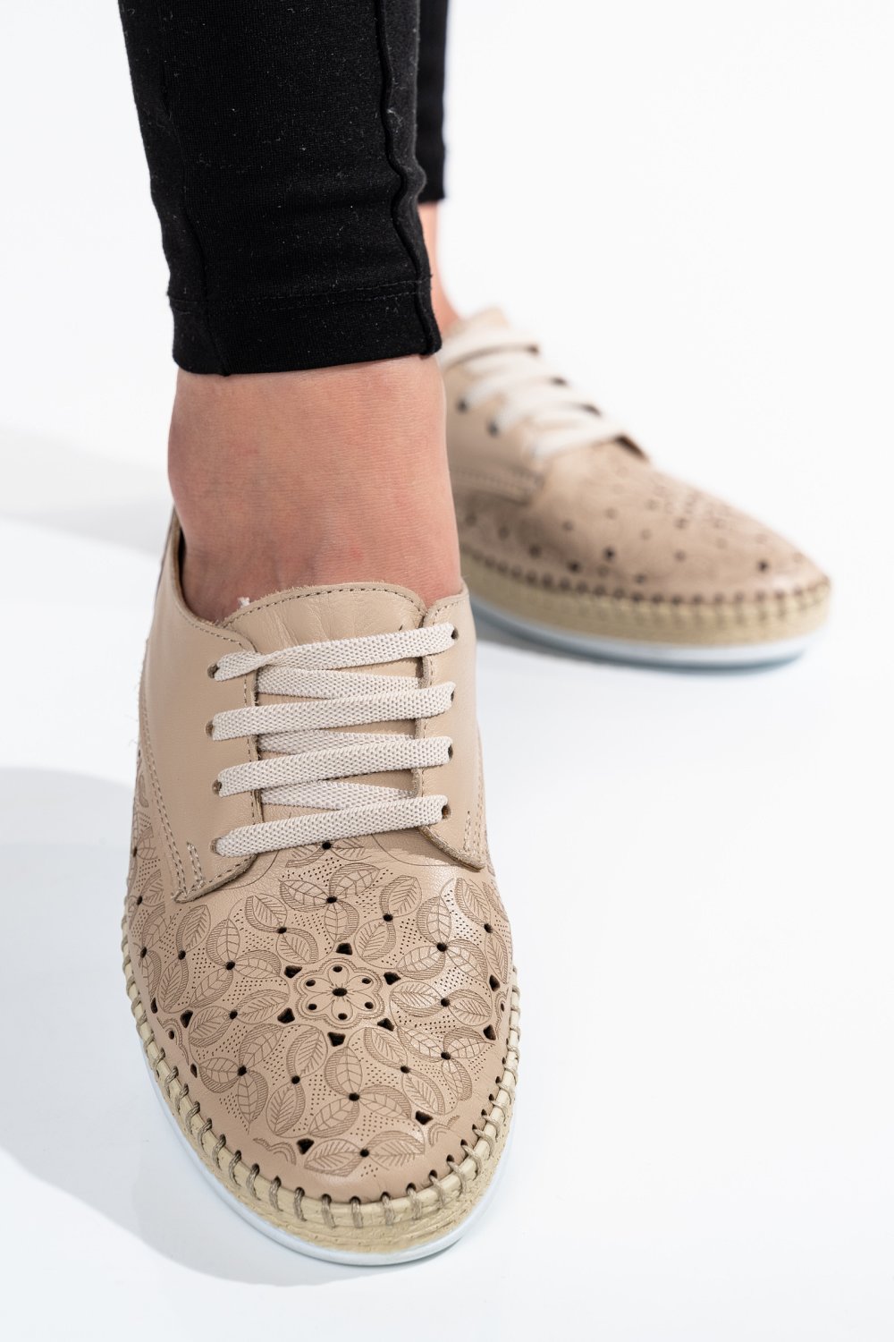 PANTOFI BEJ PIELE NATURALA APCKG02