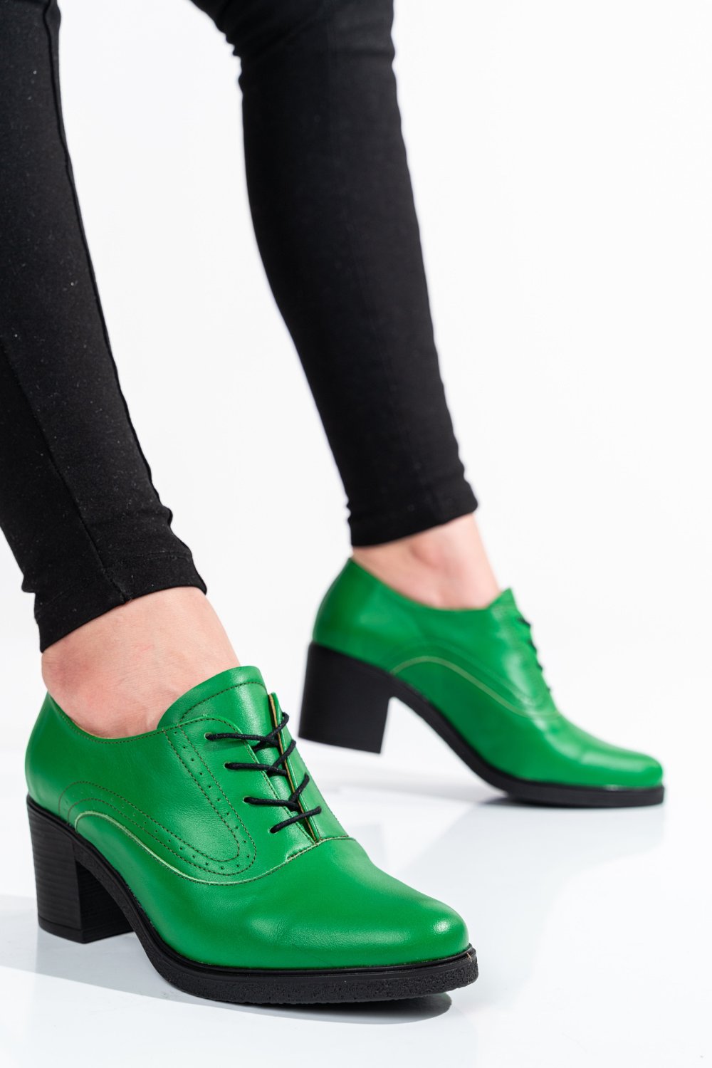 BOTINE VERDE DESCHIS PIELE NATURALA 0PC17