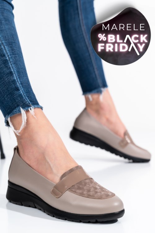 Pantofi bej piele naturala 231695np