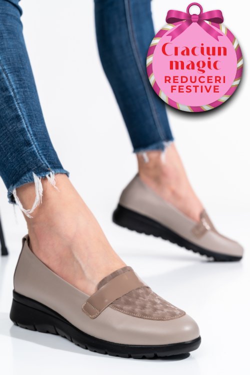 Pantofi bej piele naturala 231695np