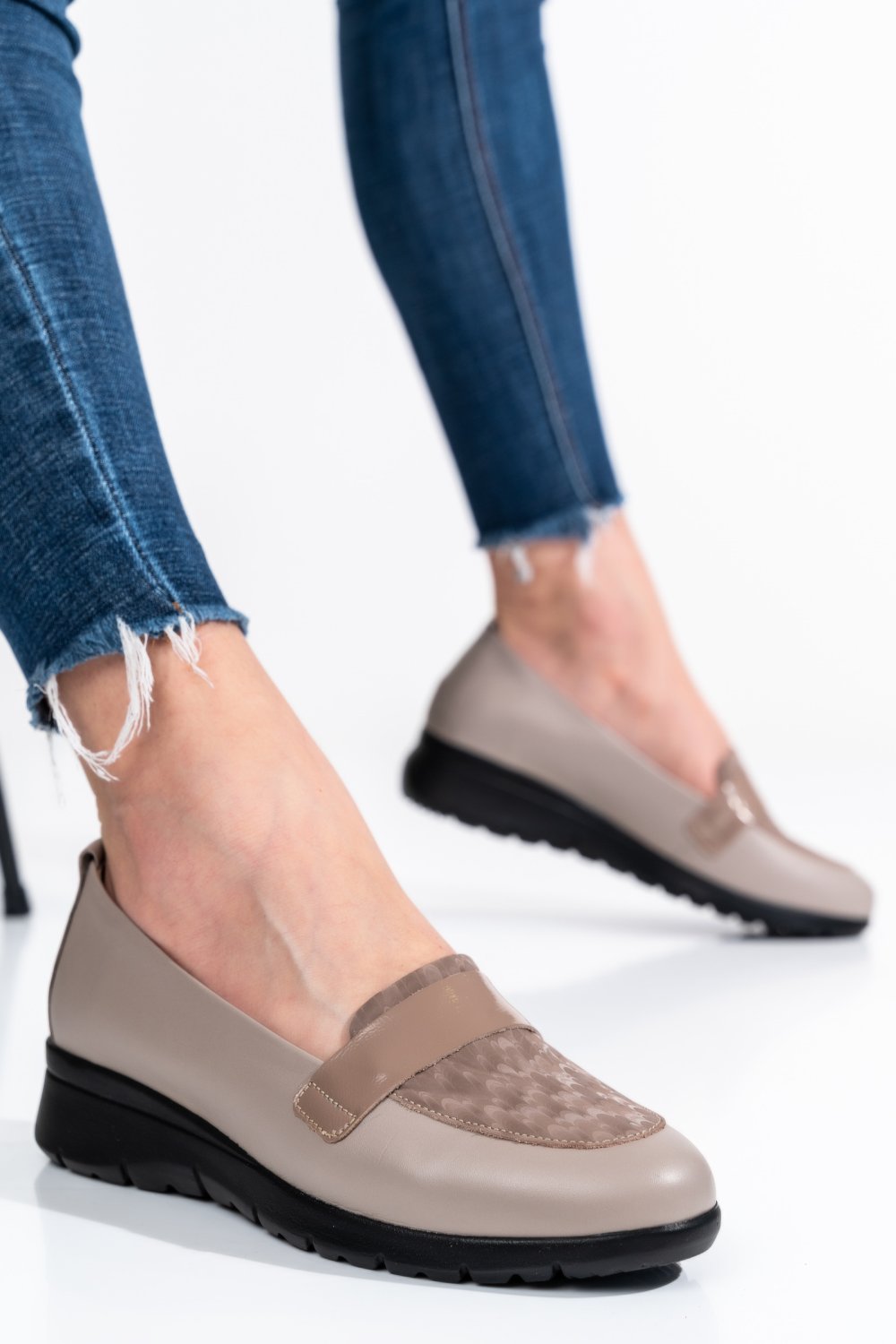 PANTOFI BEJ PIELE NATURALA 231695NP