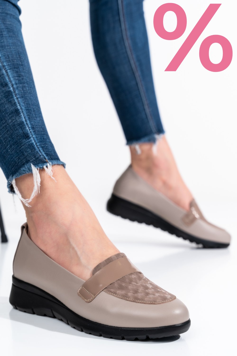 PANTOFI BEJ PIELE NATURALA 231695NP
