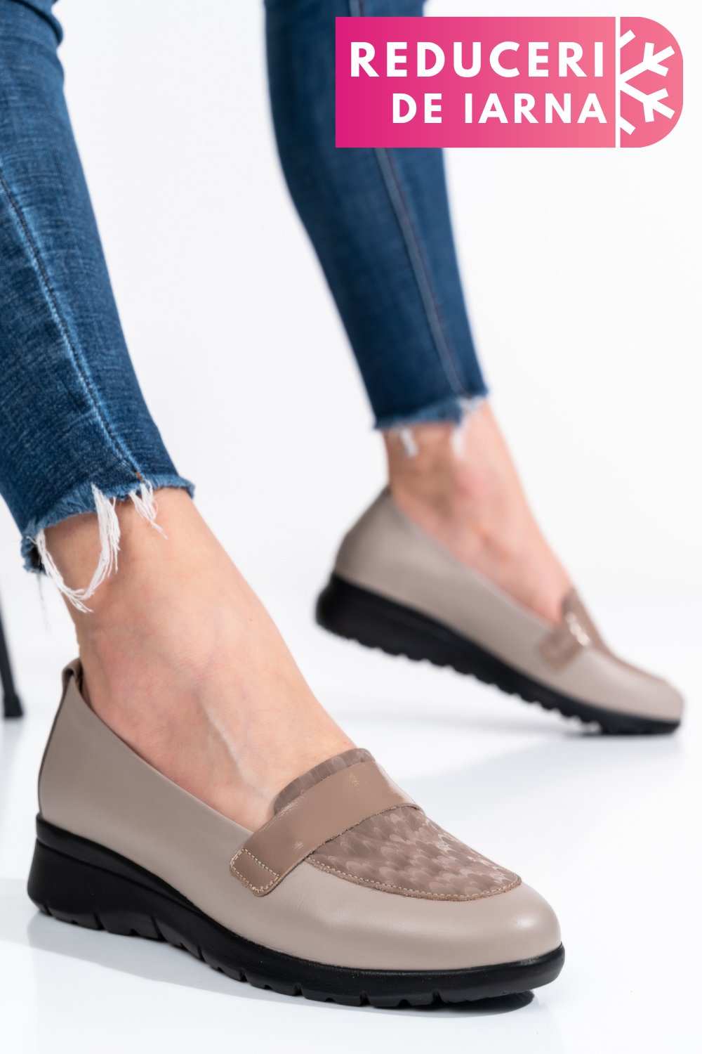 PANTOFI BEJ PIELE NATURALA 231695NP