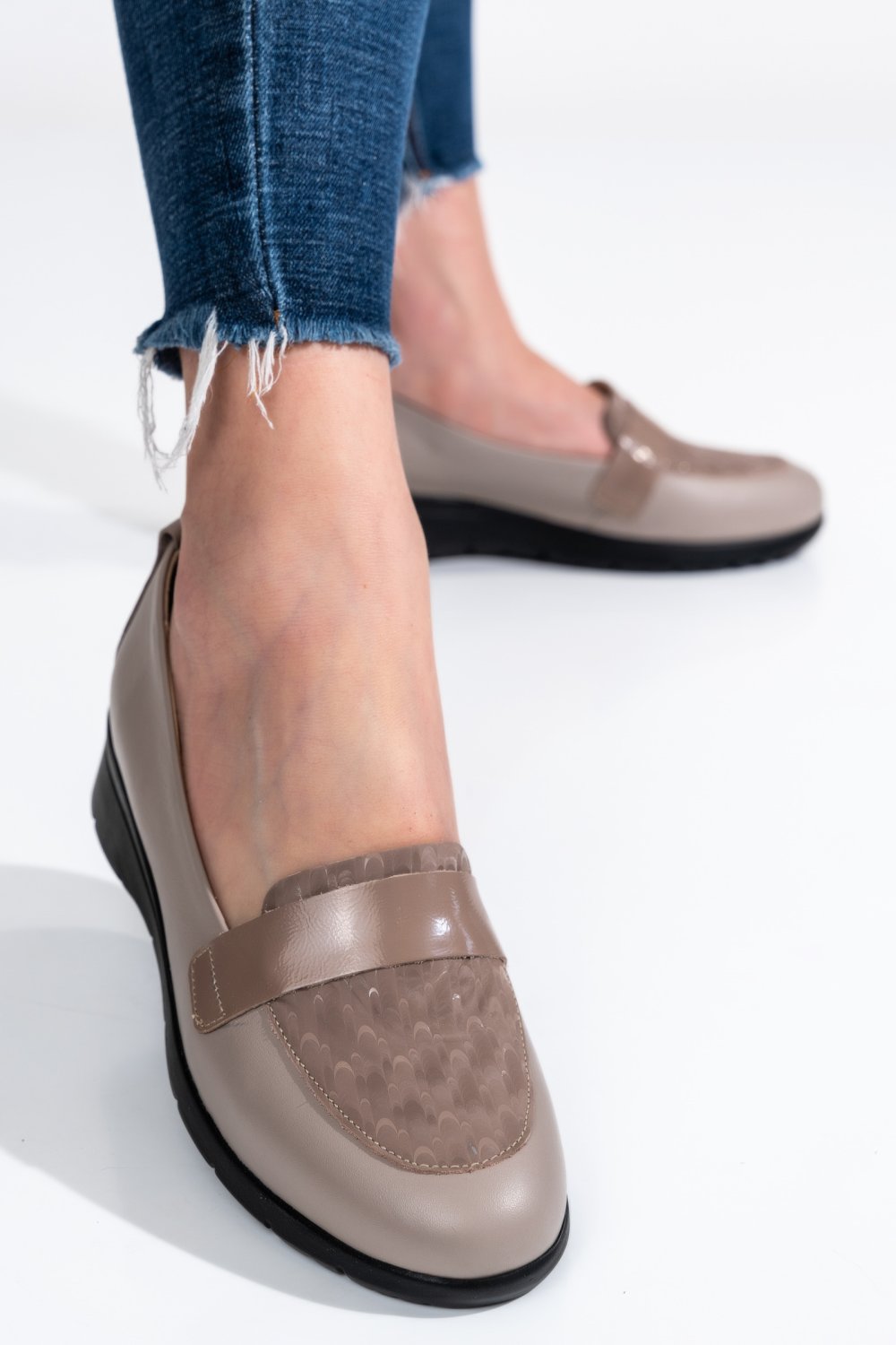 PANTOFI BEJ PIELE NATURALA 231695NP