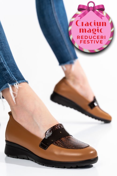 Pantofi maro piele naturala 231695np