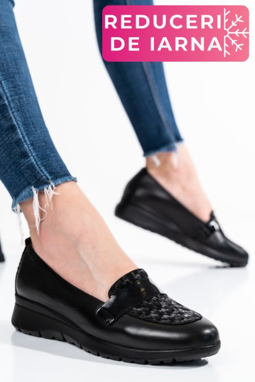 Pantofi negri piele naturala 231695np