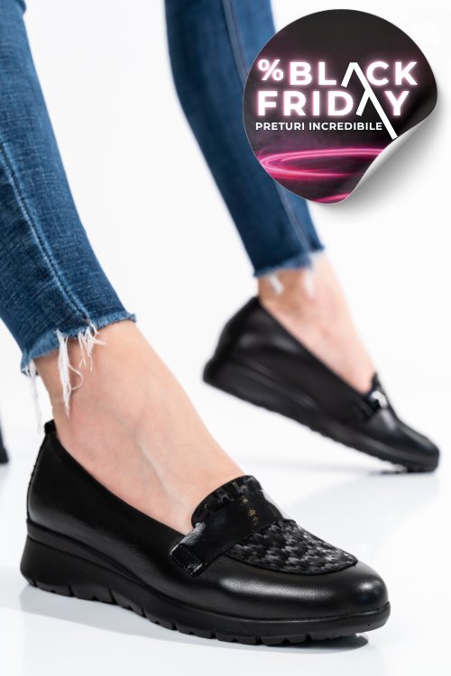 Pantofi negri piele naturala 231695np