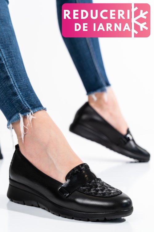 Pantofi negri piele naturala 231695np