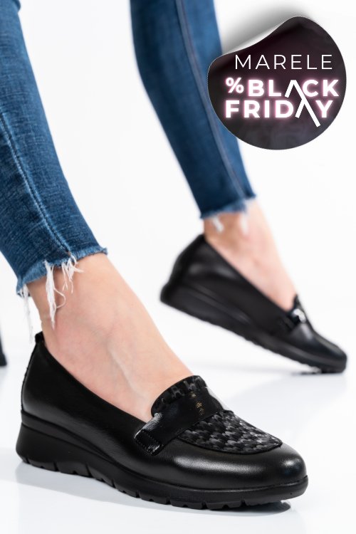 Pantofi negri piele naturala 231695np