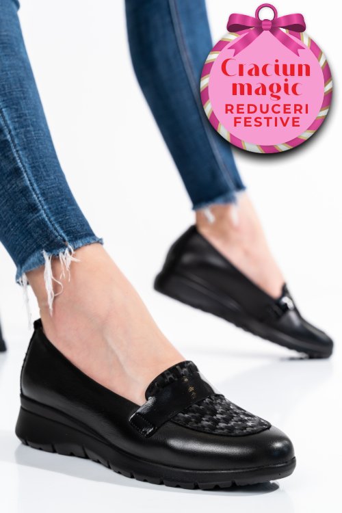 Pantofi negri piele naturala 231695np