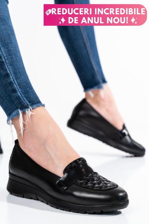 Pantofi negri piele naturala 231695np