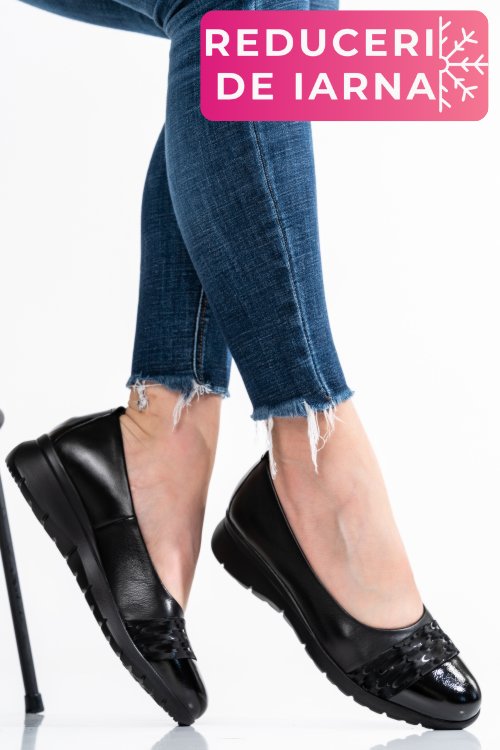 Pantofi negri piele naturala 231694npk