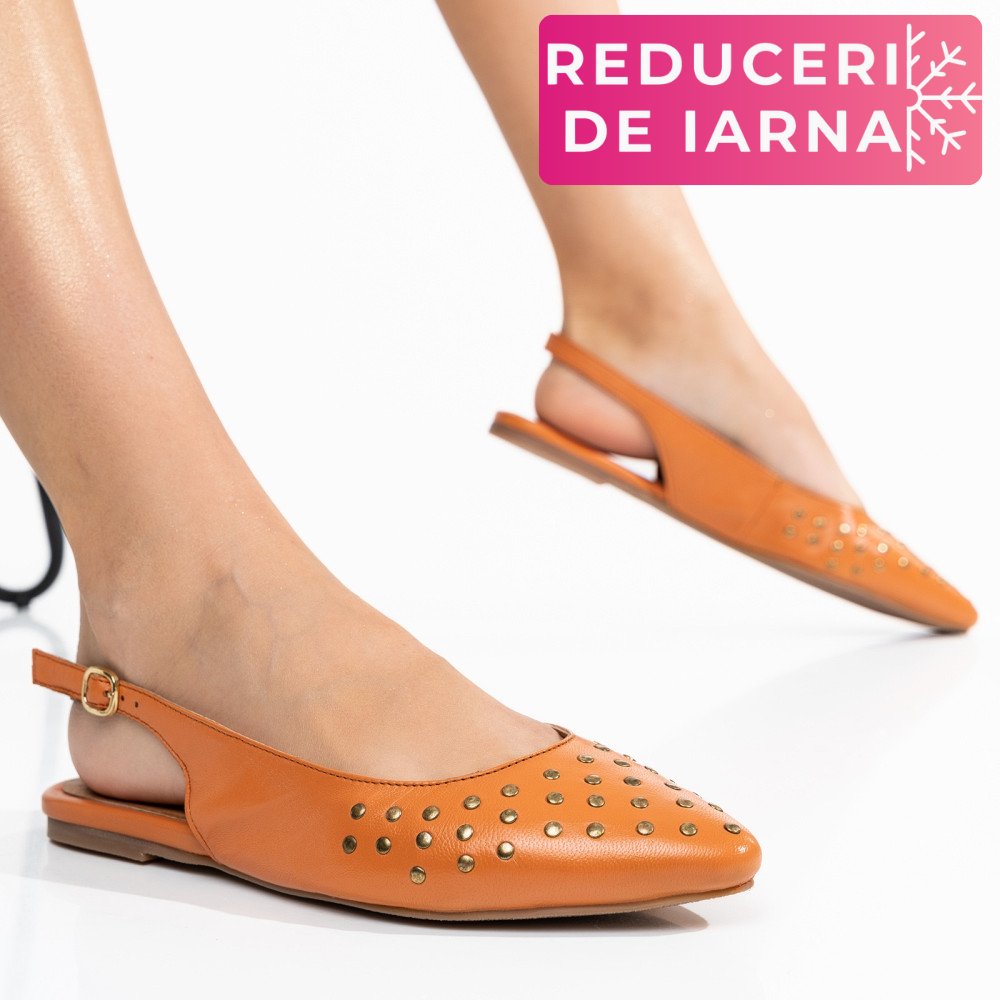 PANTOFI PORTOCALII PIELE NATURALA 7S77328