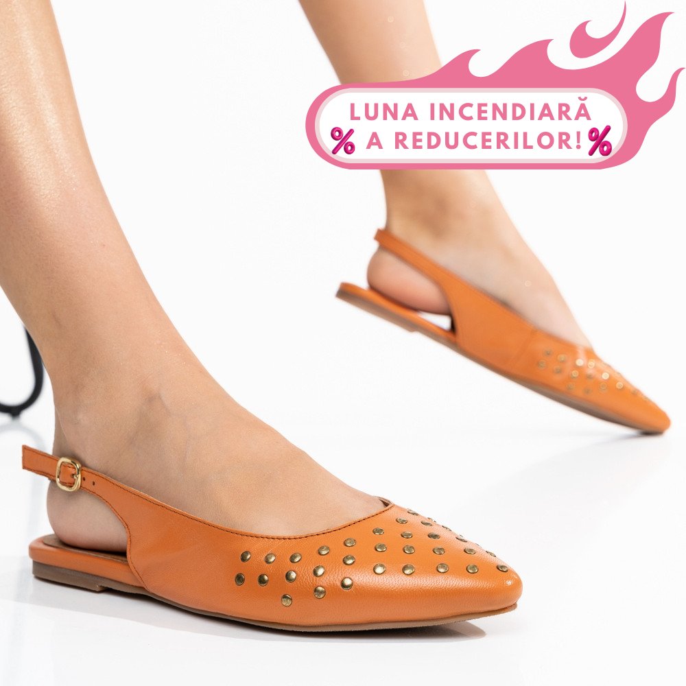 PANTOFI PORTOCALII PIELE NATURALA 7S77328