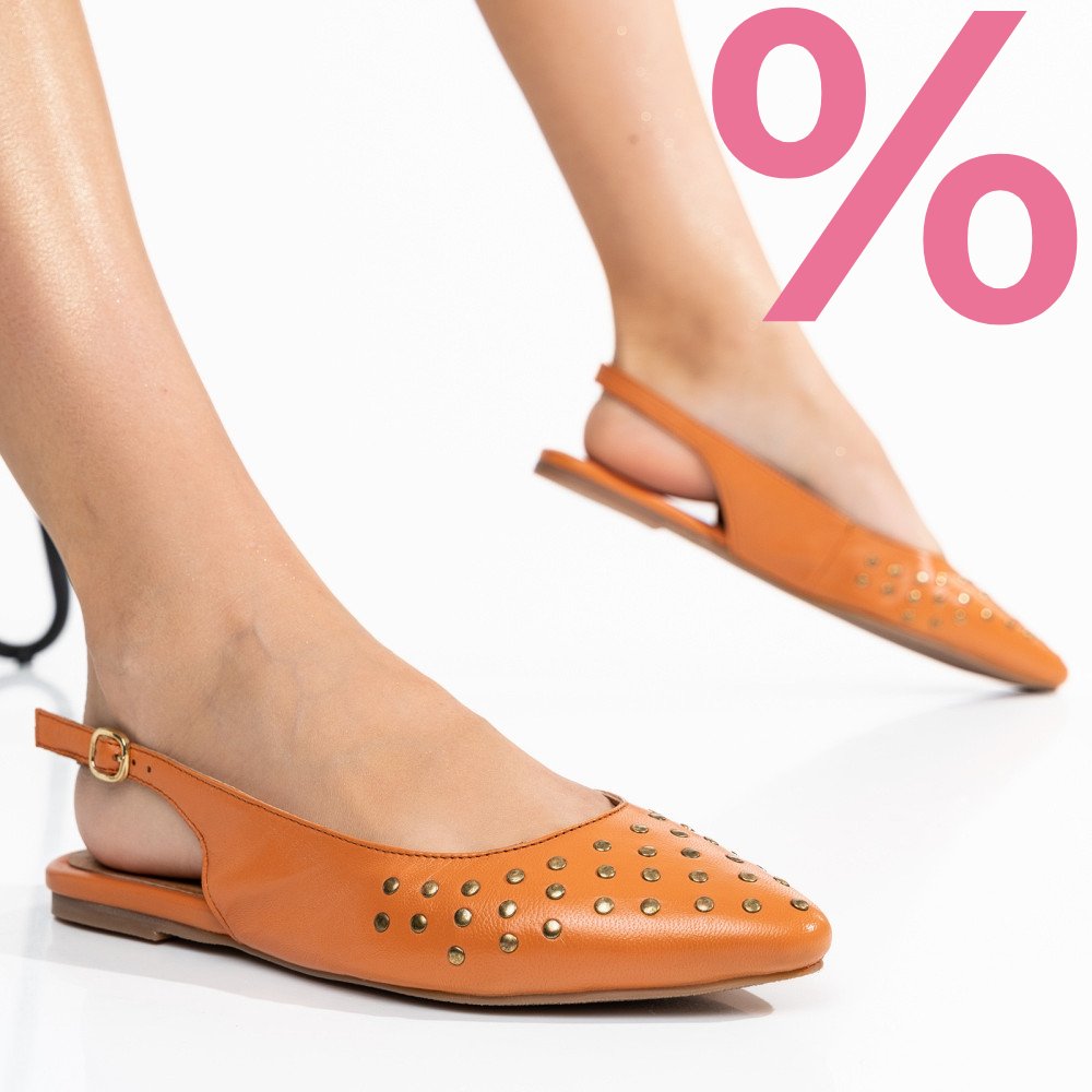 PANTOFI PORTOCALII PIELE NATURALA 7S77328