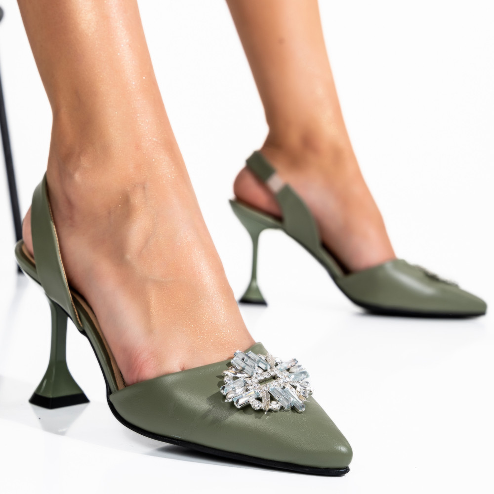 PANTOFI OLIVE PIELE NATURALA 1S77823