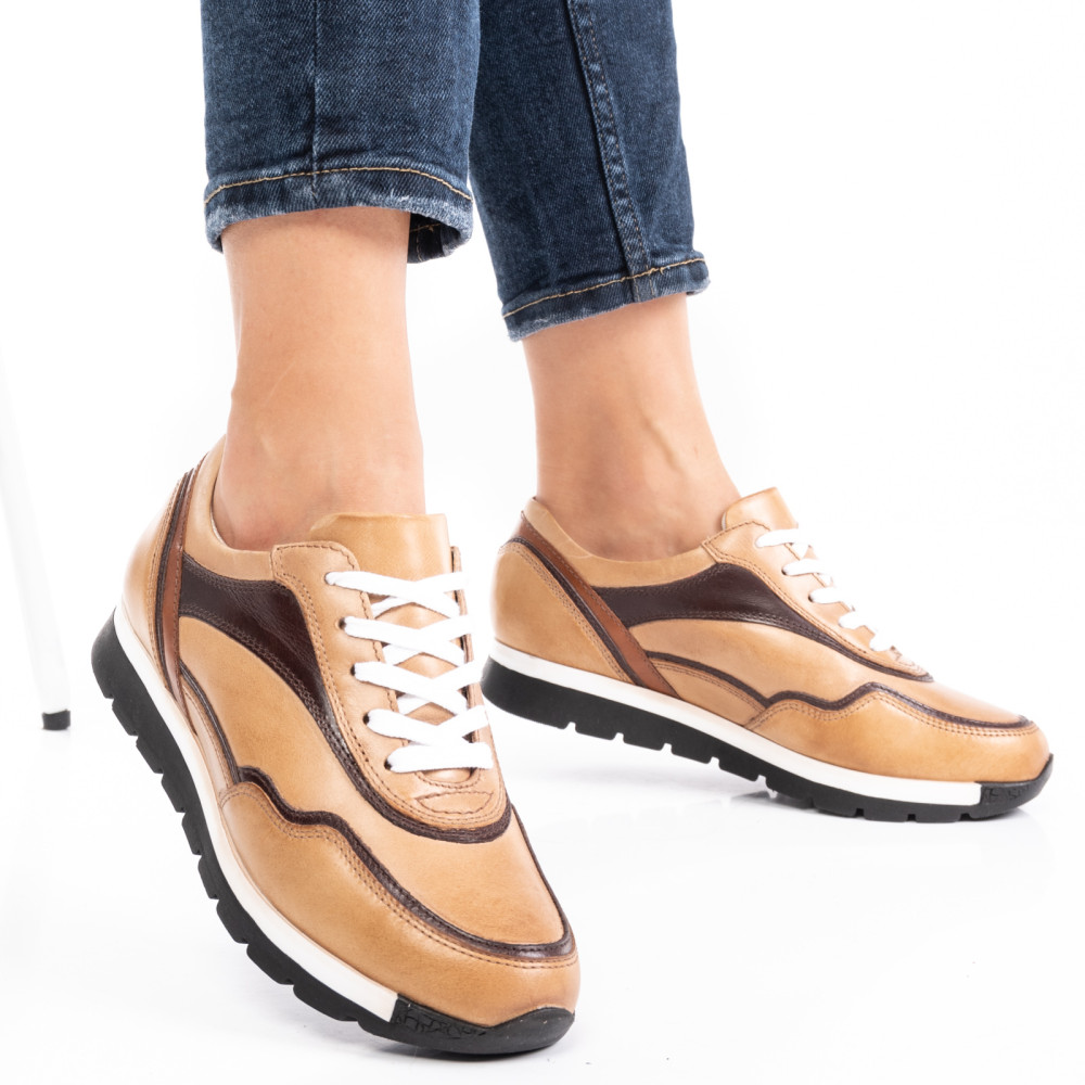 PANTOFI SPORT BEIGE PIELE NATURALA 3S7755265