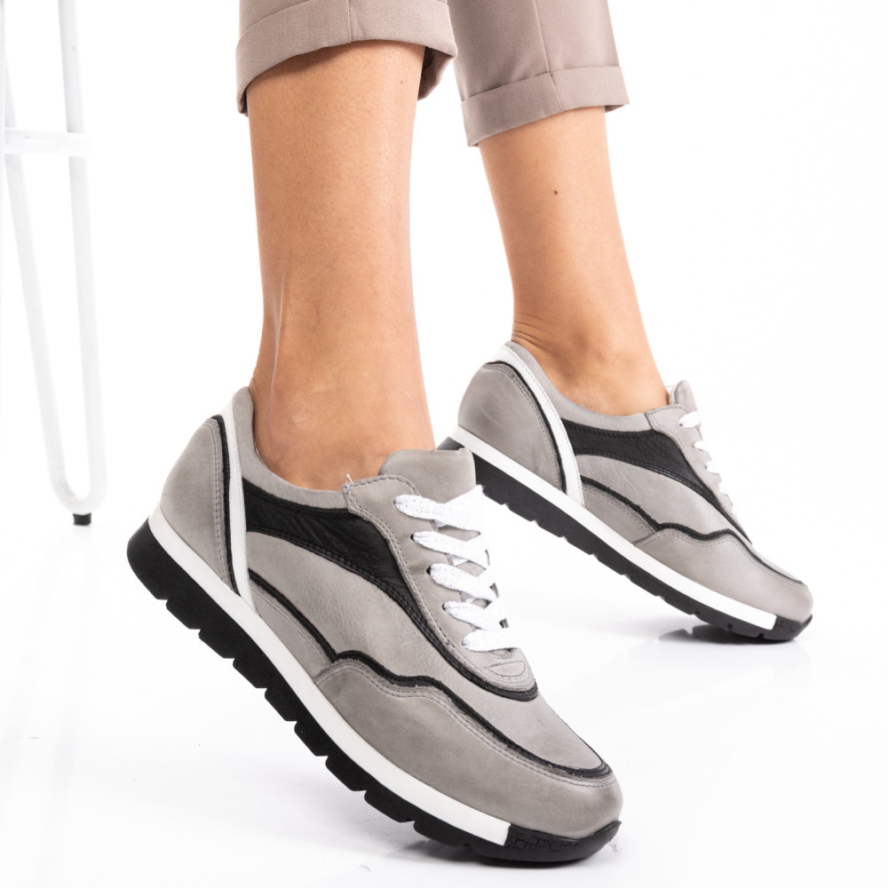 PANTOFI SPORT GRI PIELE NATURALA 3S7755265