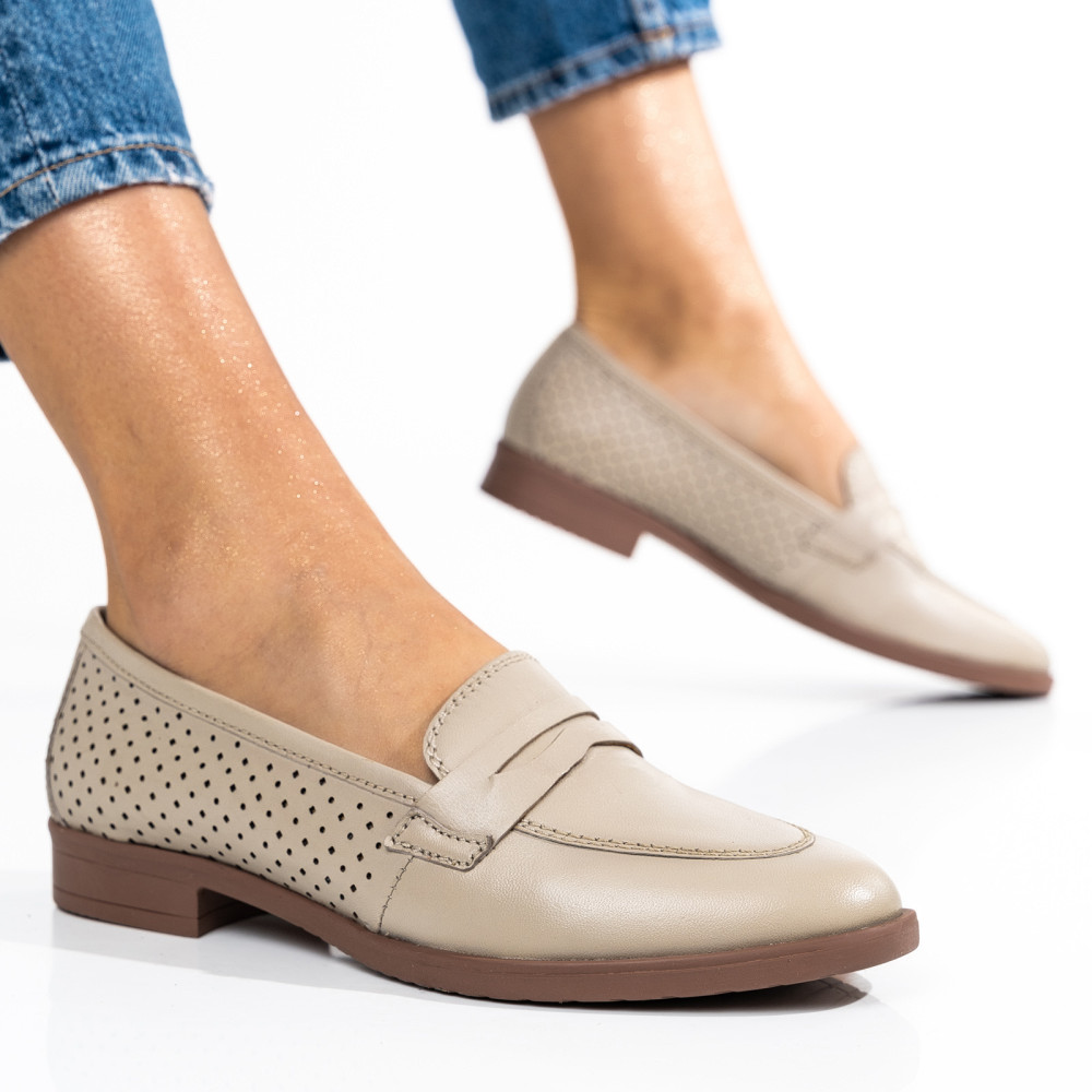 PANTOFI BEJ PIELE NATURALA 8S77278B