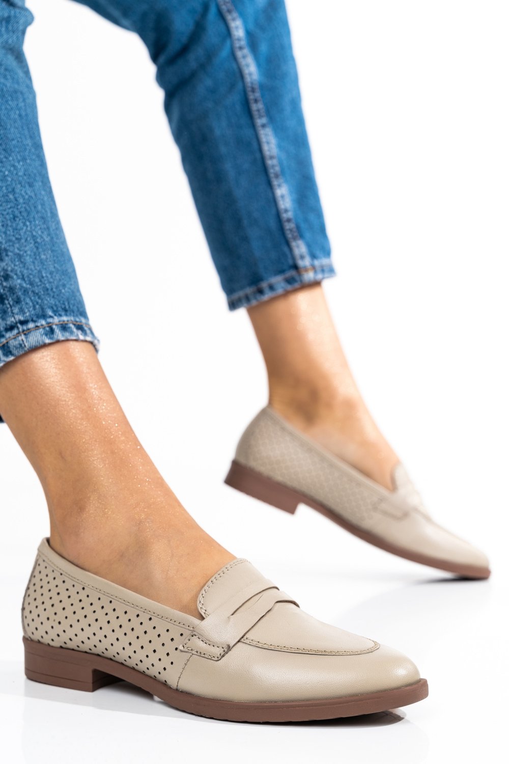 PANTOFI BEJ PIELE NATURALA 8S77278B