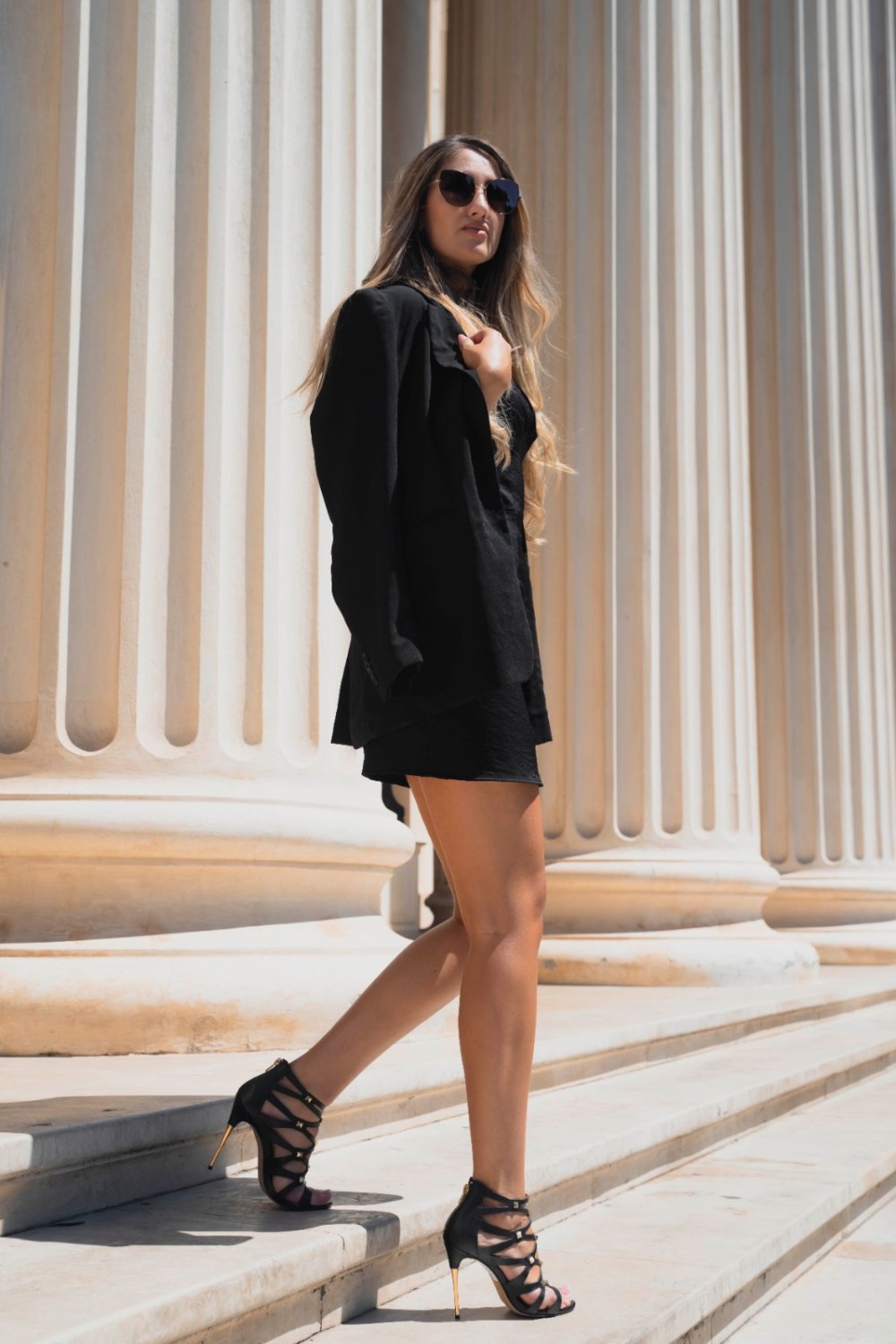 SANDALE NEGRE PIELE NATURALA SELMAE