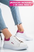 PANTOFI SPORT ALB FUCHSIA PIELE NATURALA BS77GO109