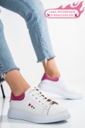 PANTOFI SPORT ALB FUCHSIA PIELE NATURALA BS77GO109